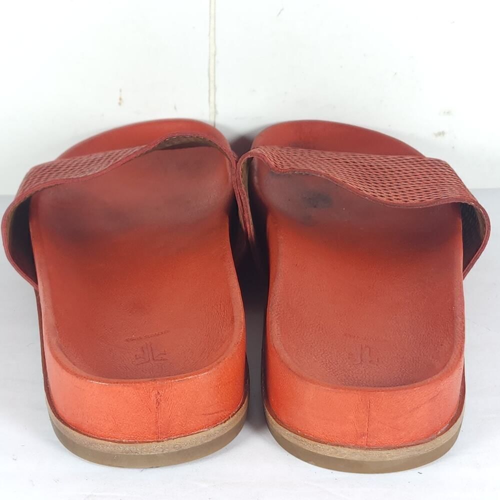 Frye Women's Lily US8,5? Orange Leather Perforated Flat Slide Sandals Shoes - Picture 12 of 16